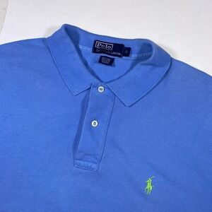 Polo by‎ Ralph Lauren Mens Blue Cotton Polo Shirt Classic Fit Casual Top L